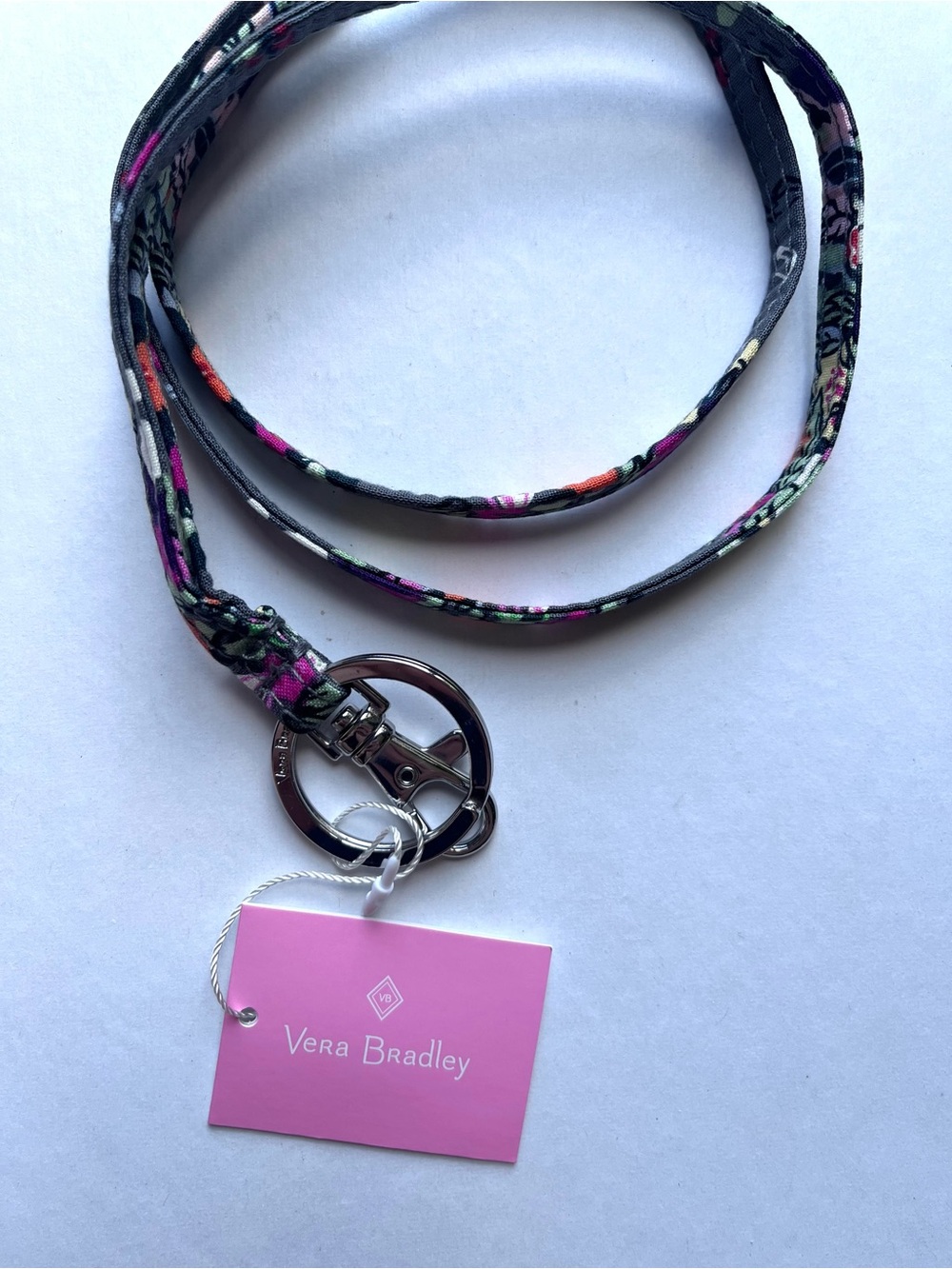 Vera Bradley Hope Blooms Floral Lanyard Pink & Gray NWT Key Holder